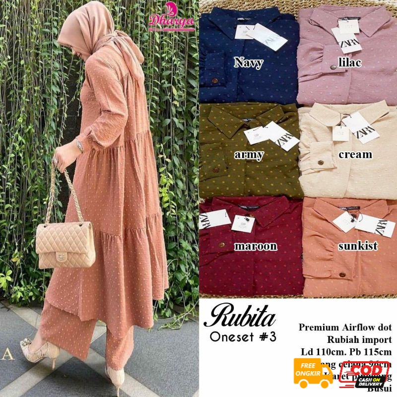 SETELAN SET FASHION MUSLIM RUBITA ONESET BY DHARYA Setelan Wanita One Set Dress Maxy Terbaru Origina
