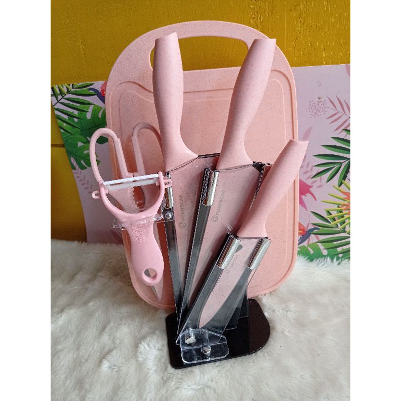 Set pisau keramik pink shabby