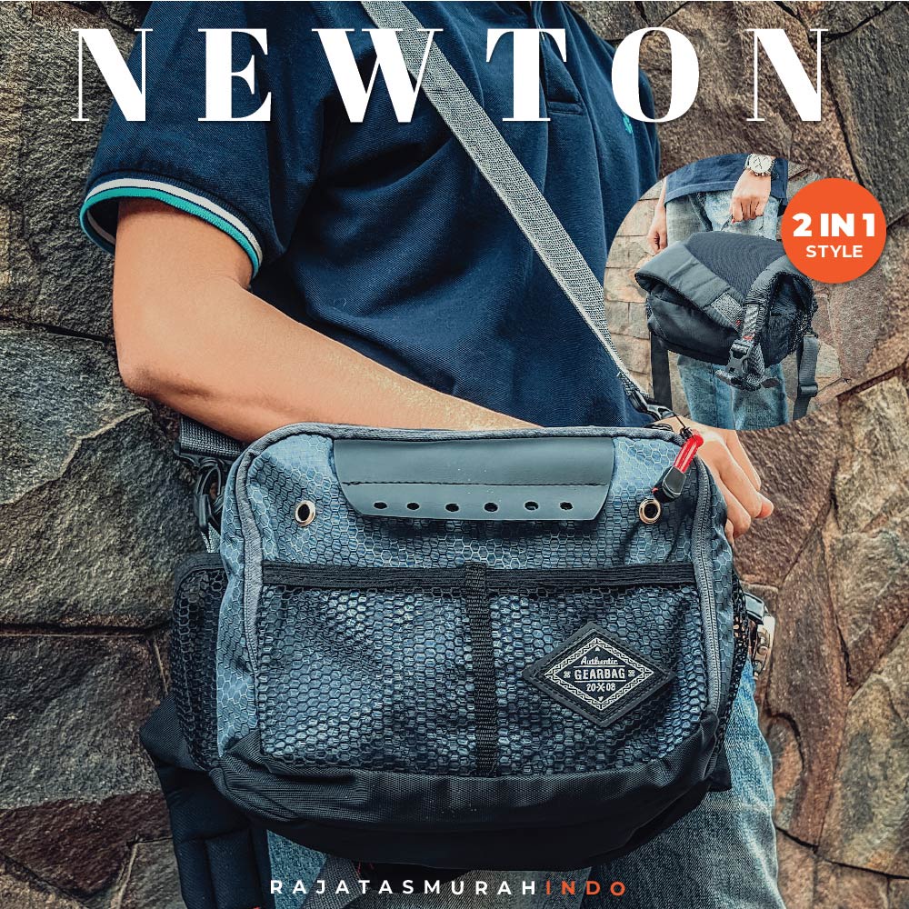 Tas Selempang GEAR BAG 13134 NEWTON 2 in 1 -  Sports Bag - Slingbag - Waist bag Laki laki Terbaru