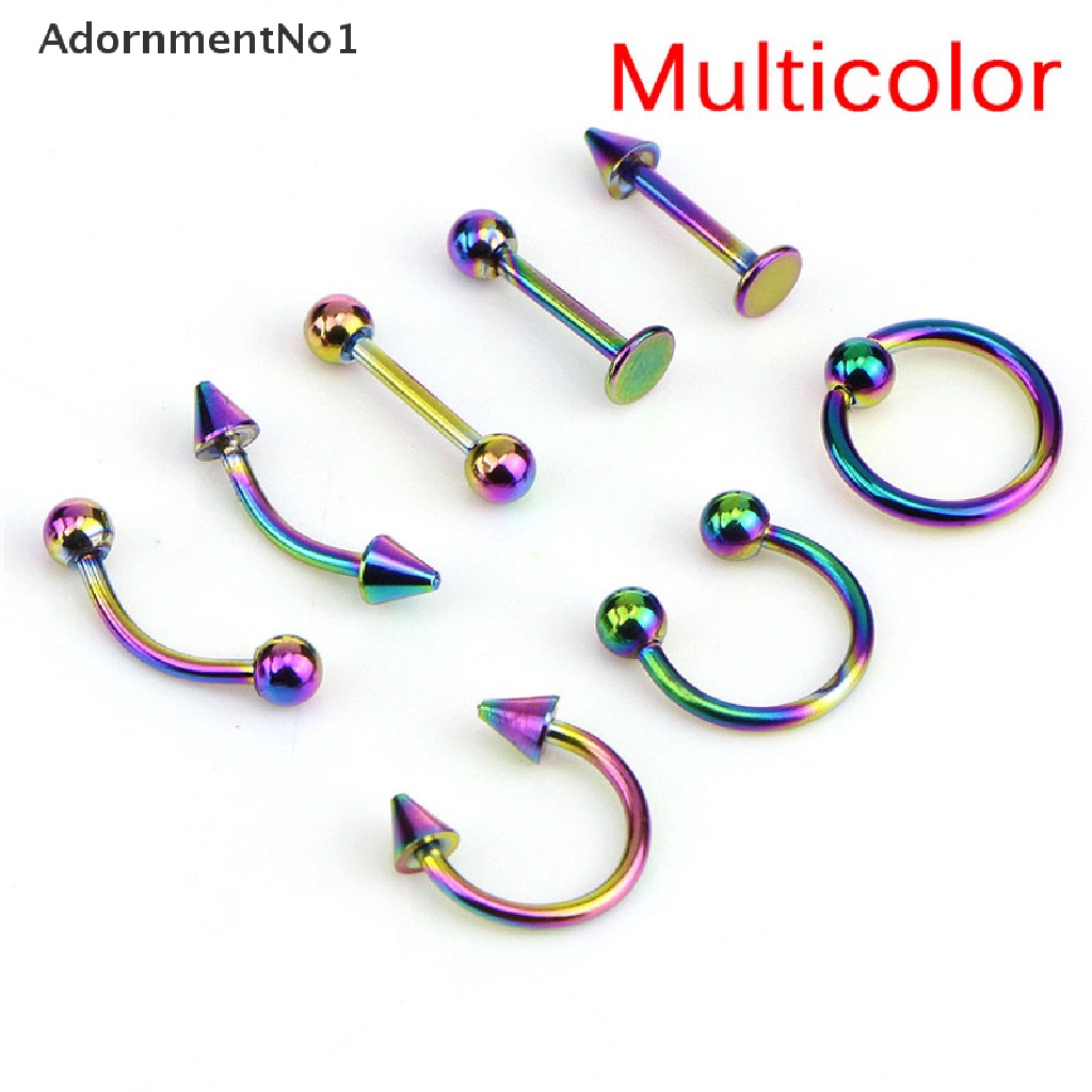 (AdornmentNo1) 8pcs / Set Anting Tindik Alis / Hidung / Bibir / Telinga Bahan Stainless Steel 16G Untuk Wanita