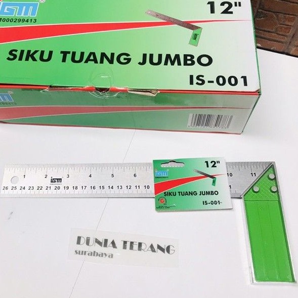 Siku Tukang IGM Tebal 12in - Grafir Jumbo Penggaris Siku L 12 inci Mistar Siku Meter Bangunan 30 cm