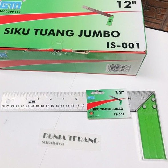 Siku Tukang IGM Tebal 12in - Grafir Jumbo Penggaris Siku L 12 inci Mistar Siku Meter Bangunan 30 cm