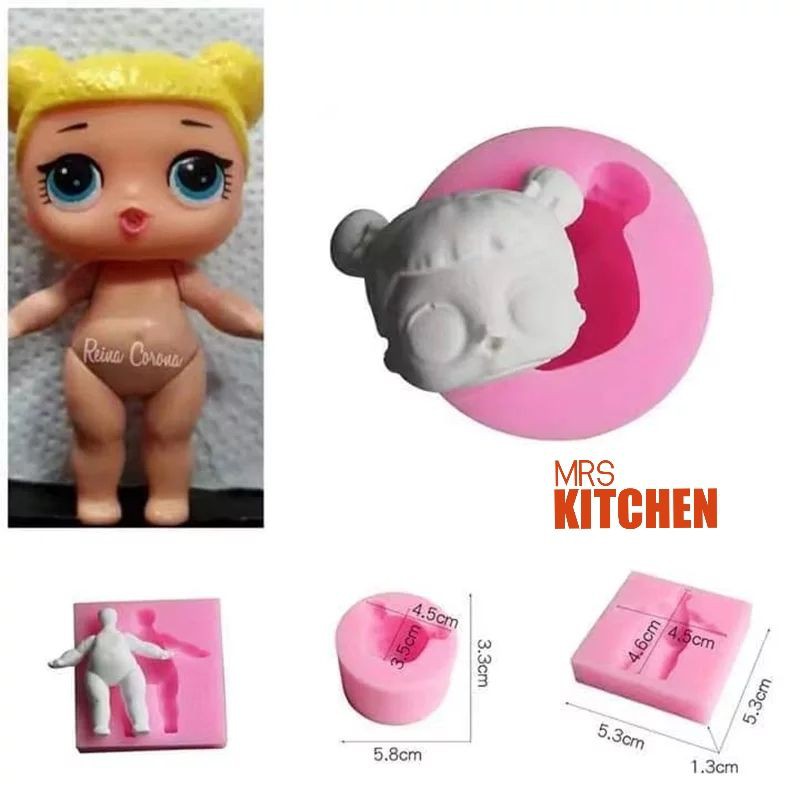 CETAKAN SILIKON BONEKA CEWEK CEWE GIRL LOL DOLL 3D COKLAT FONDANT SILICONE MOLD