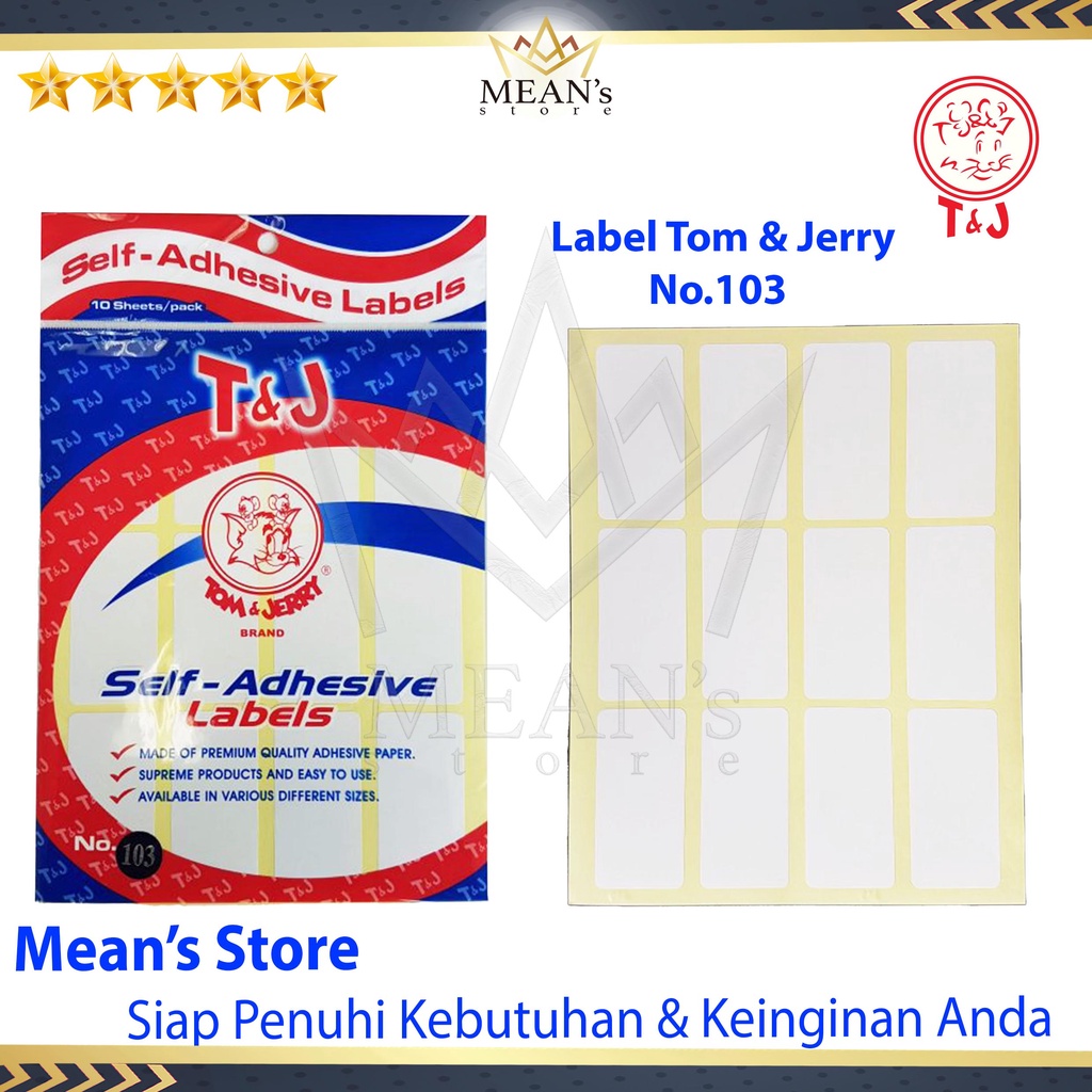 

Label Sticker Tom & Jerry / No 99 100 101 104 105 106 107 108 - No.103