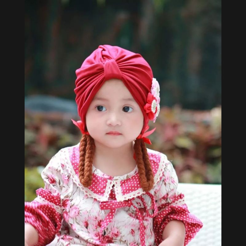 turban Kepang Bunga anak bayi perempuan Usia 0 - 3 Tahun | ciput baby new born 6 - 2 thn | bandana Baby Girl newborn import Premium lucu 1 - 5 Bulan