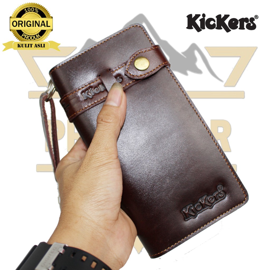 dompet panjang full kulit asli 100% kulit sapi dompet kancing pria KICKERS