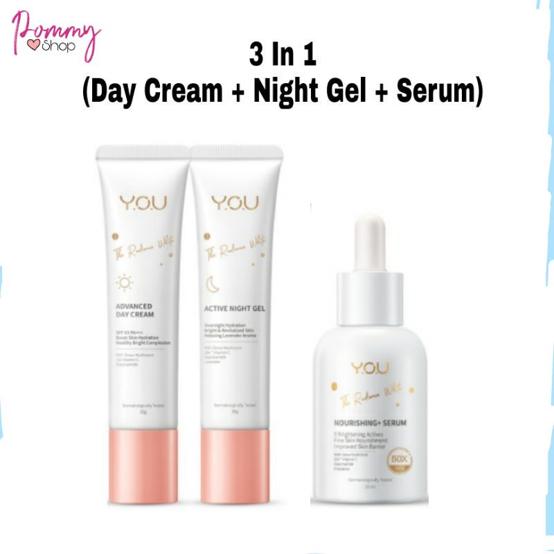 Kosmetik You Radiance White Series Paket (Day Cream/Night Gel/Nourishing Serum /Facial Foam/Toner)