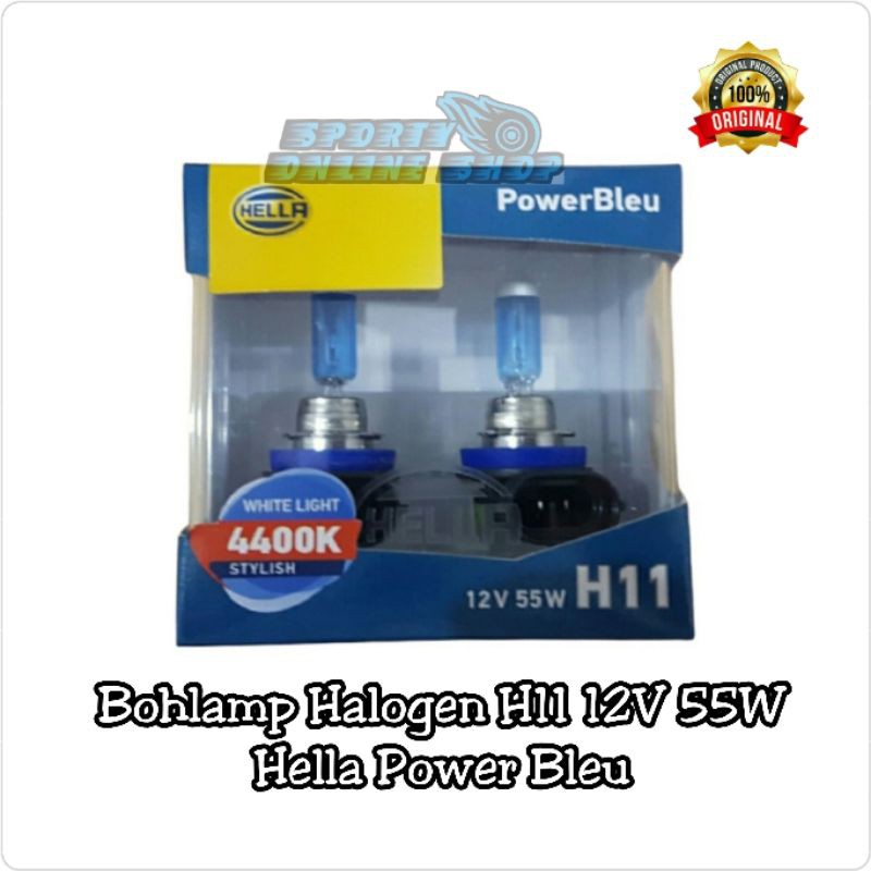 Bohlamp Halogen H11 12V 55W 4400K Hella Power Bleu Original