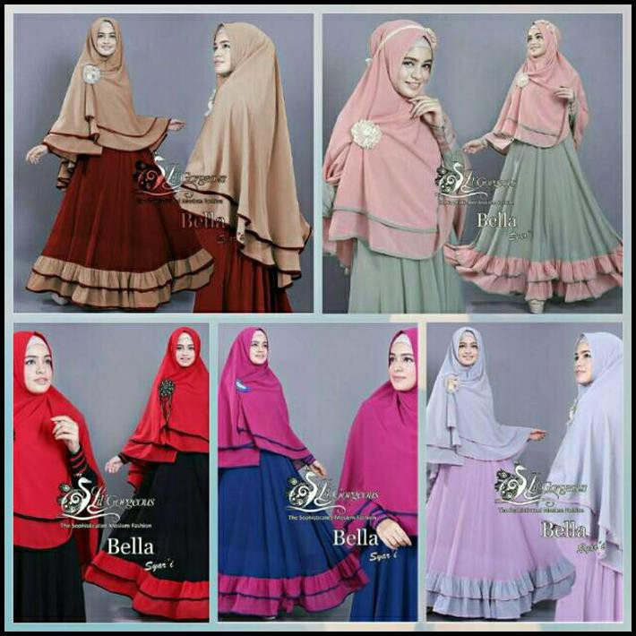 Baju Gamis Bella Syari'I / Baju Muslim Wanita / Baju Gamis Terbaru - Grey Ungu, Allsize By Anisa