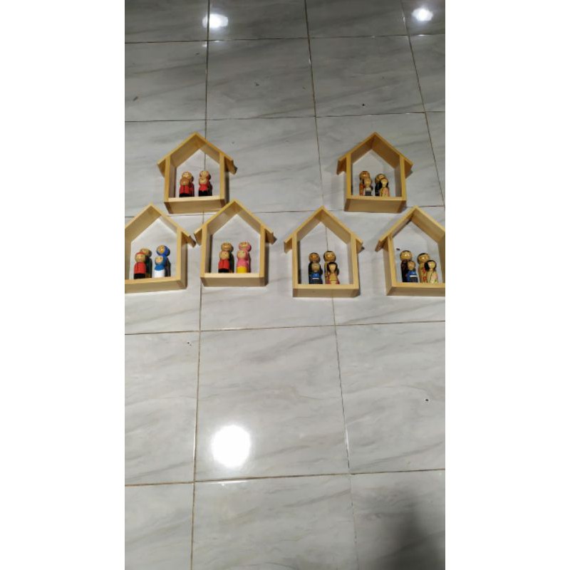 Hiasan Dinding /Hiasan Rumah &amp; Boneka Kayu Lukis 1 Set Isi 4