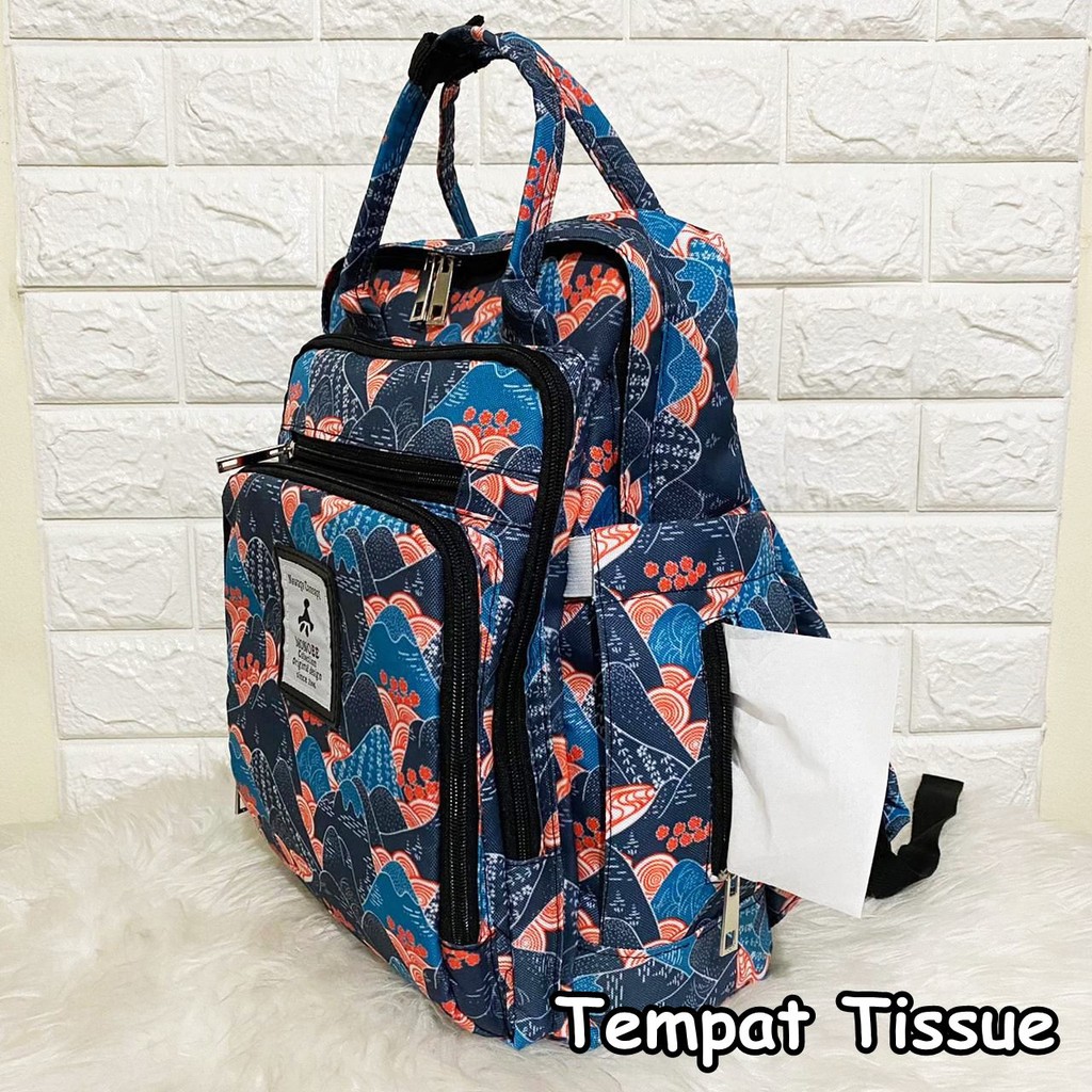 MONOBE Diaper Bag Motif / Tas Ransel Perlengkapan Bayi 2in1 / Tas Popok Traveling