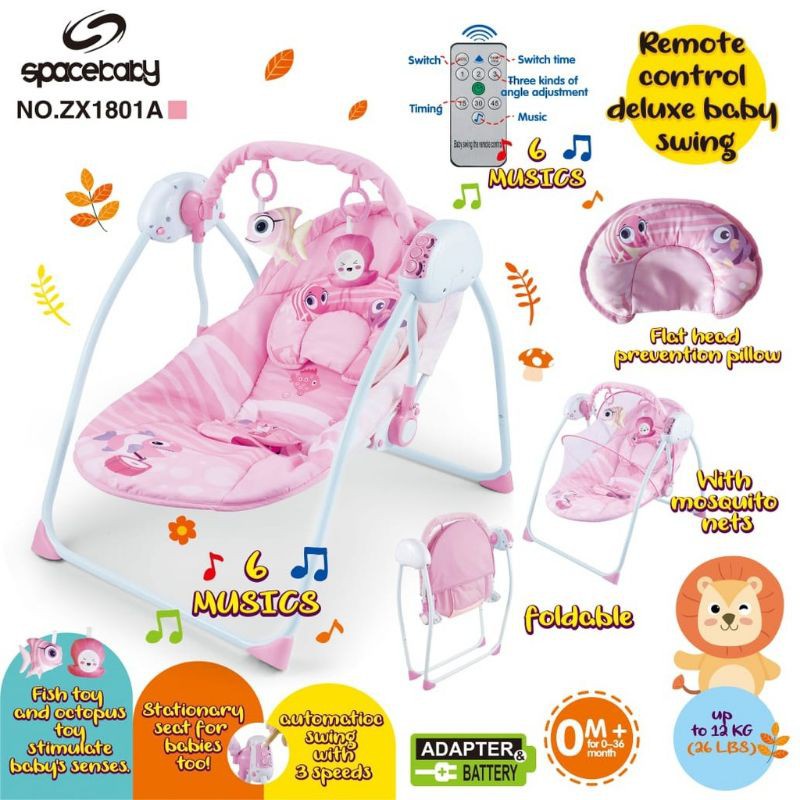 Space Baby Deluxe Swing Remote Control ZX1801A / Bouncer Kursi Goyang Bayi / Ayunan Bayi (Tersedia varian warna)