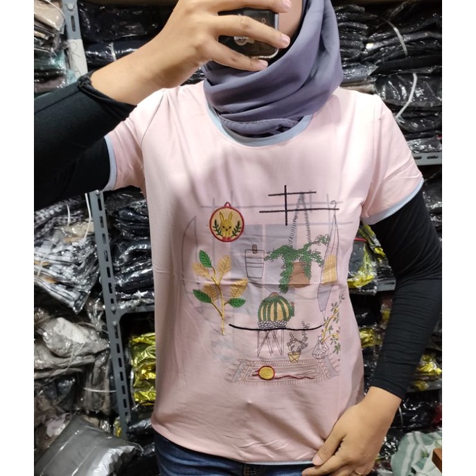 atasan kaos impor motif terbaru bahan melar