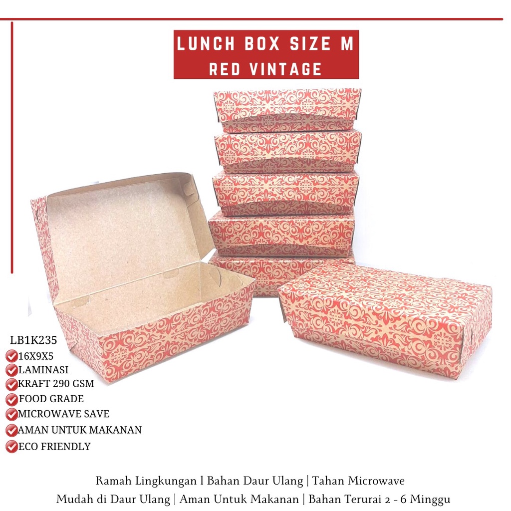 Paper Lunch Box Medium Lunchbox Medium (LB1K235-Laminasi)