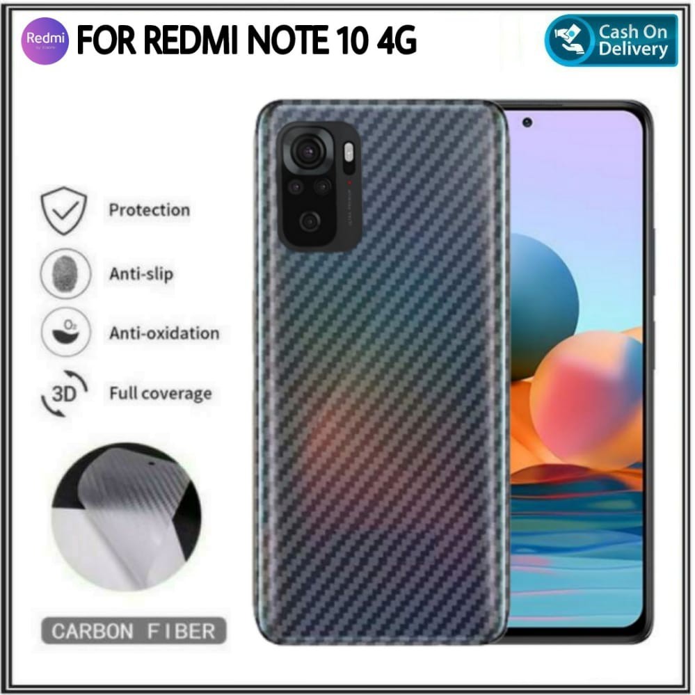 Garskin Carbon Redmi Note 10 Pro Max, Note 10 4G, Redmi 9T Skin Anti Gores Belakang Hp