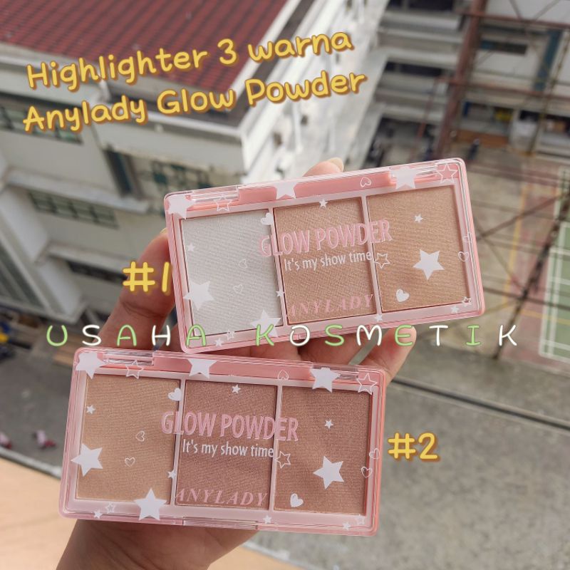 PROMO ECER!! HIGHLIGHTER POWDER ANYLADY GLOW POWDER+BLUSHER 2 WARNA BEST SELLER