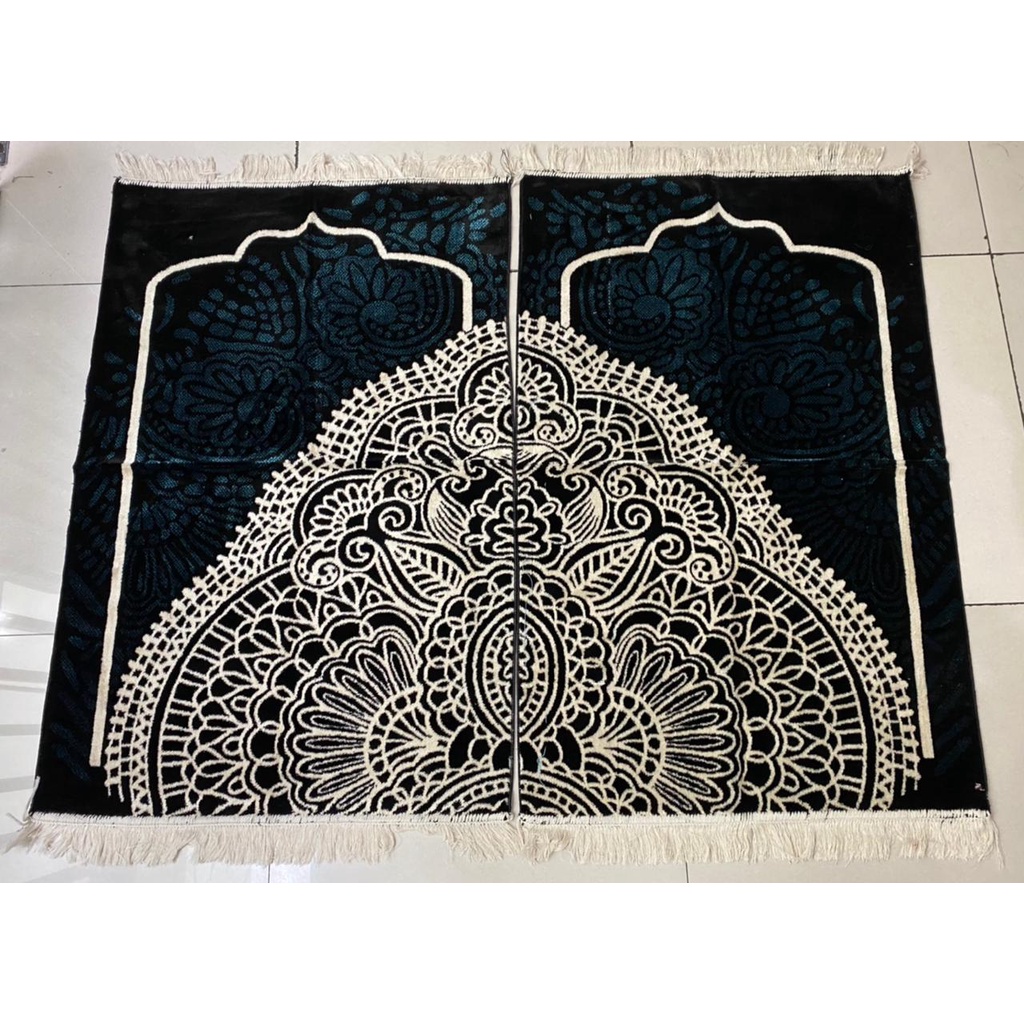 1pcs Sajadah Model Couple Sepasang Turki Saudi Premium Beludru Hitam Besar 70x110cm