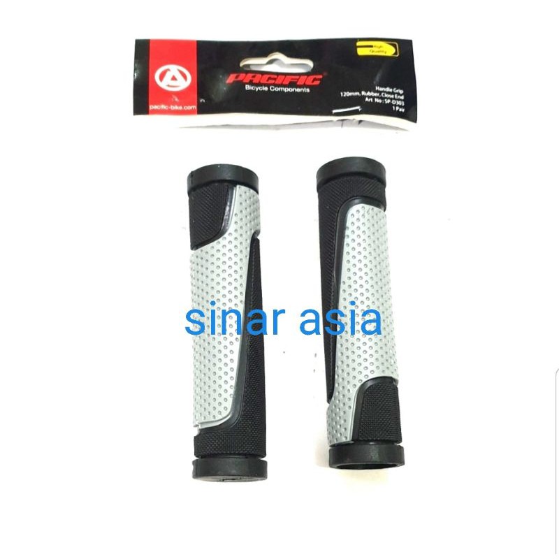 Hanfat hand grip sepeda merk Pacific atau Atlantis ( panj 12cm, hitam abu) - harga sepasang