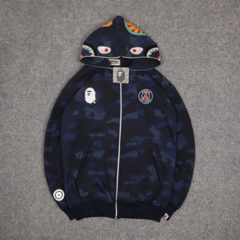 BAPE | JAKET SWEATER HOODIE BAPE X PSG FULL ZIPPER CAMO AUTHENTIC LIKE ORIGINAL