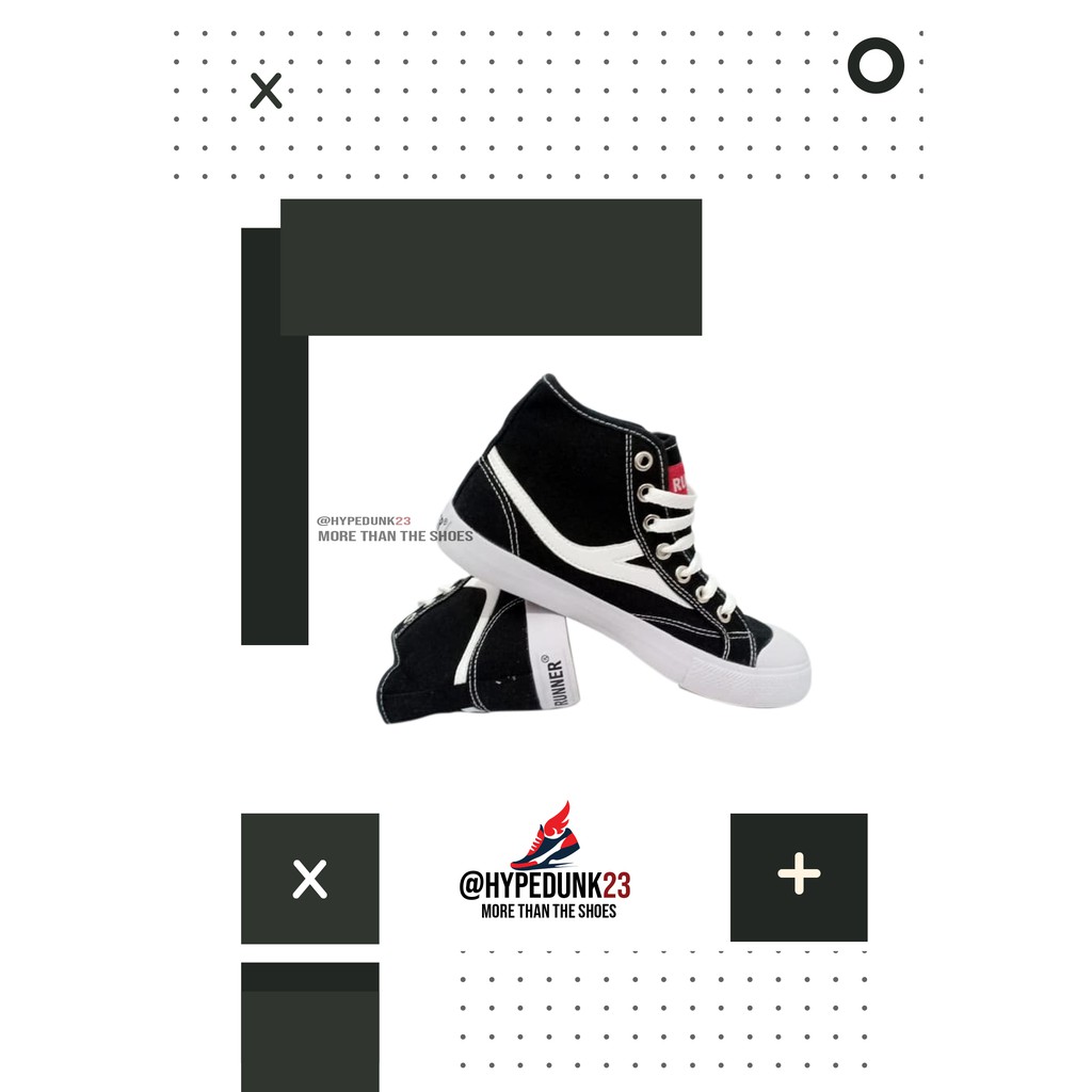 Sepatu Runner 802 High Black (Hitam)