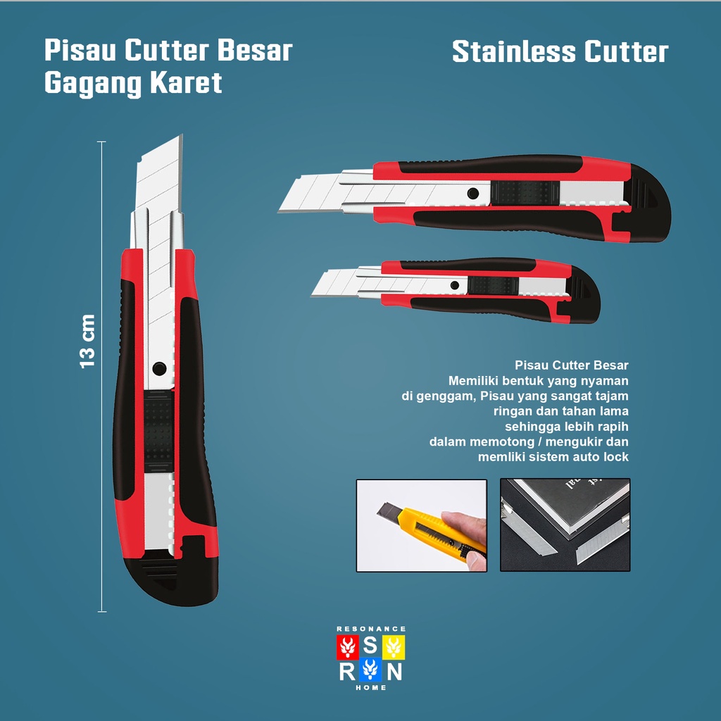 Pisau Cutter Besar Murah Utility Knife Blade Resonance Home