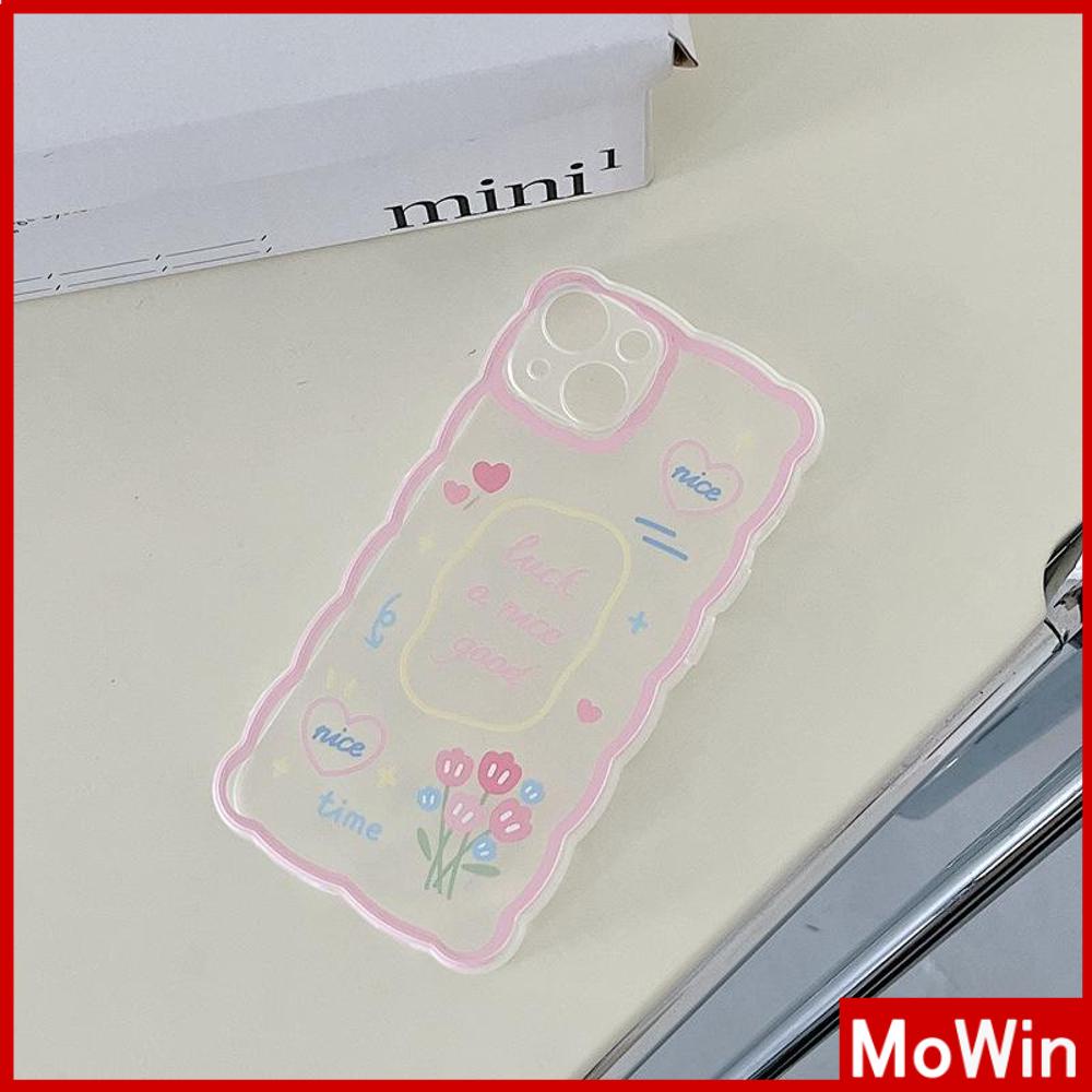 iPhone Case Silicone Soft Case Transparent Case Wave Non-Slip Shockproof Camera Full Coverage Protection Pink Flower for iPhone 13 Pro Max iPhone 12 Pro Max iPhone 11 iPhone 7 Plus