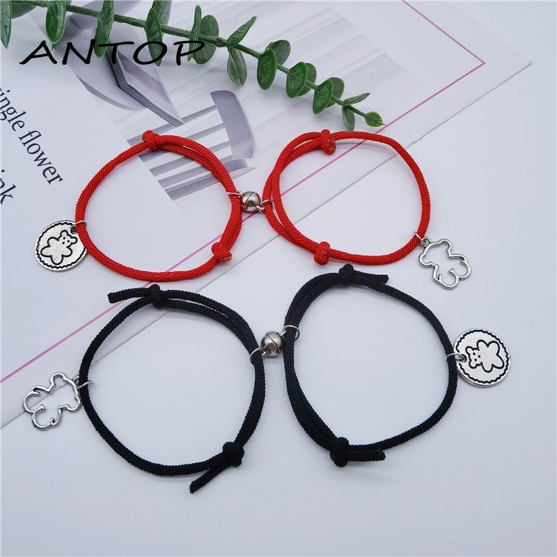 2pcs Gelang Magnet Liontin Beruang Gaya Korea Untuk Pasangan ANTOP