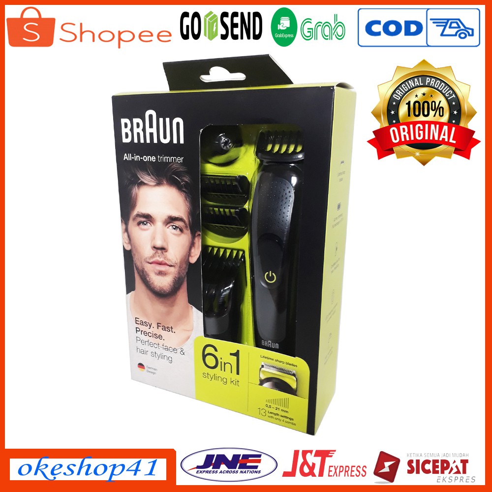 Braun multi grooming kit MGK 3021 alat cukur rambut kumis jenggot dan tubuh 6 in 1