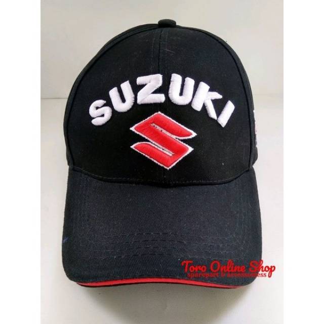topi pria keren casual import edisi motogp suzuki black - topi podium baseball paddock sport