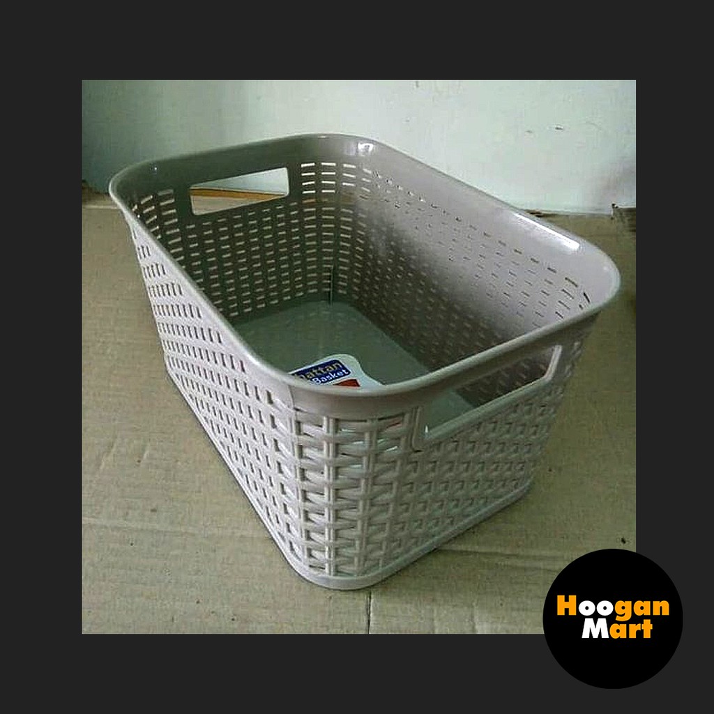 [Keranjang] Segi / Basket Plastik Manhattan BK-284 Rotan ASVITA