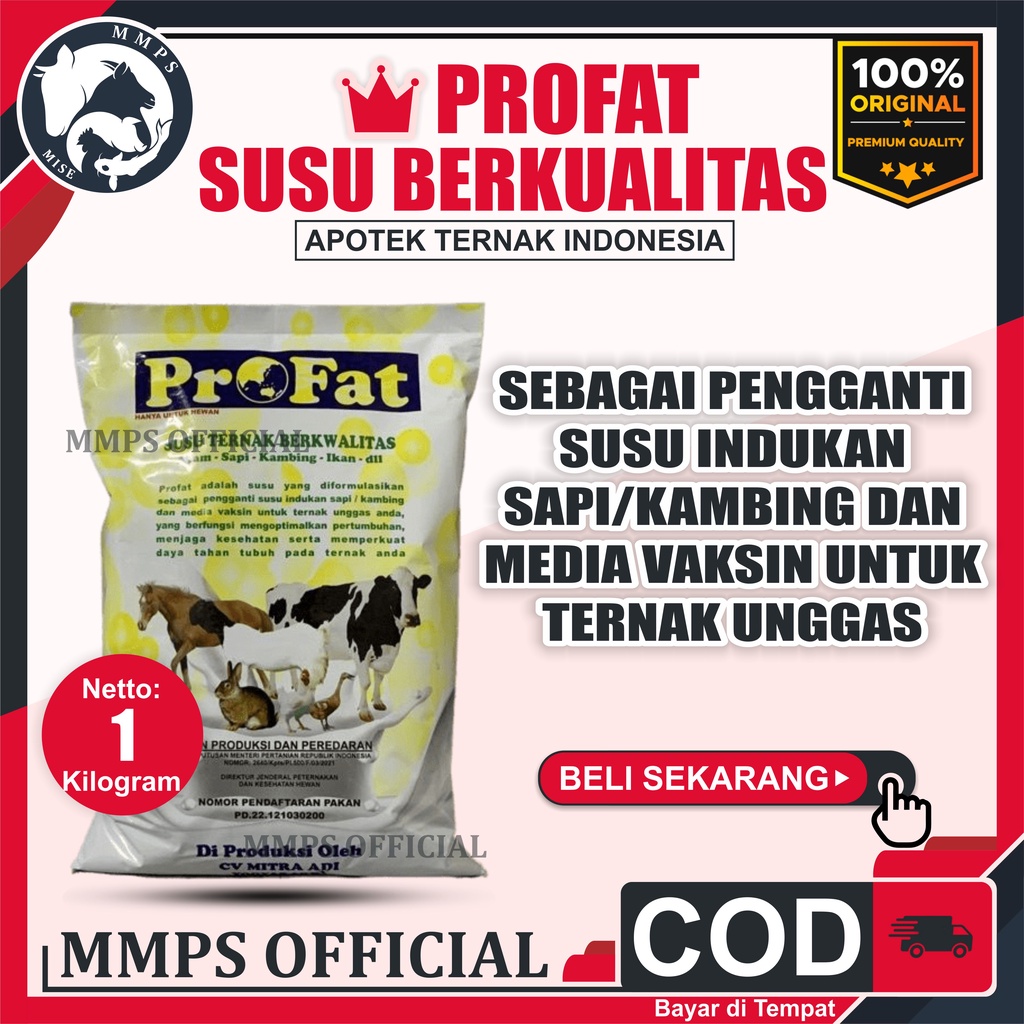 

Profat Susu Pengganti Induk Hewan Ternak Kambing Domba Sapi Babi / Susu Skim Hewan Solvor CMR 1Kg
