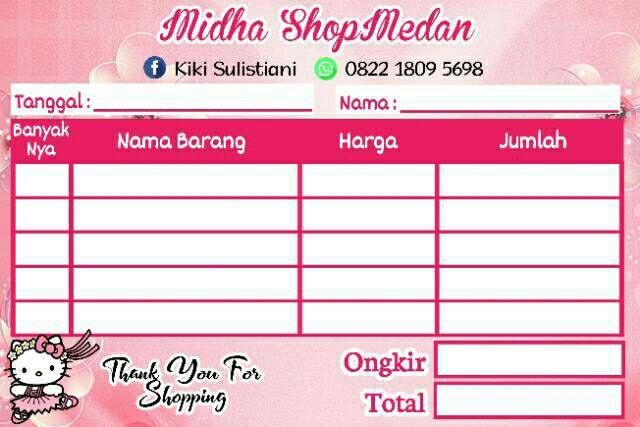 Desain Nota Olshop