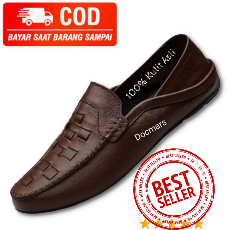 Sepatu Pansus Pria Model Samak Kulit Asli Mocasin Slip On Pria Trendy Santai Nongkrong Main