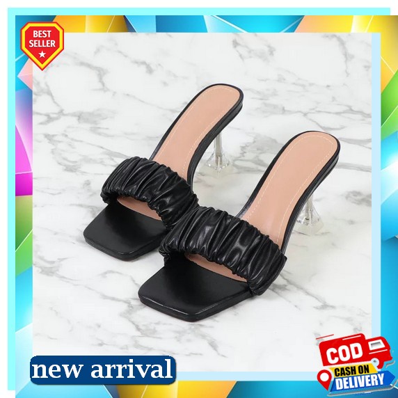 [P20Qa) ..Sendal Slop Kaca Zara || Sendal Hak Tahu., Hils Wanita Terb Sandal Wanita Heels Kaca Kris 