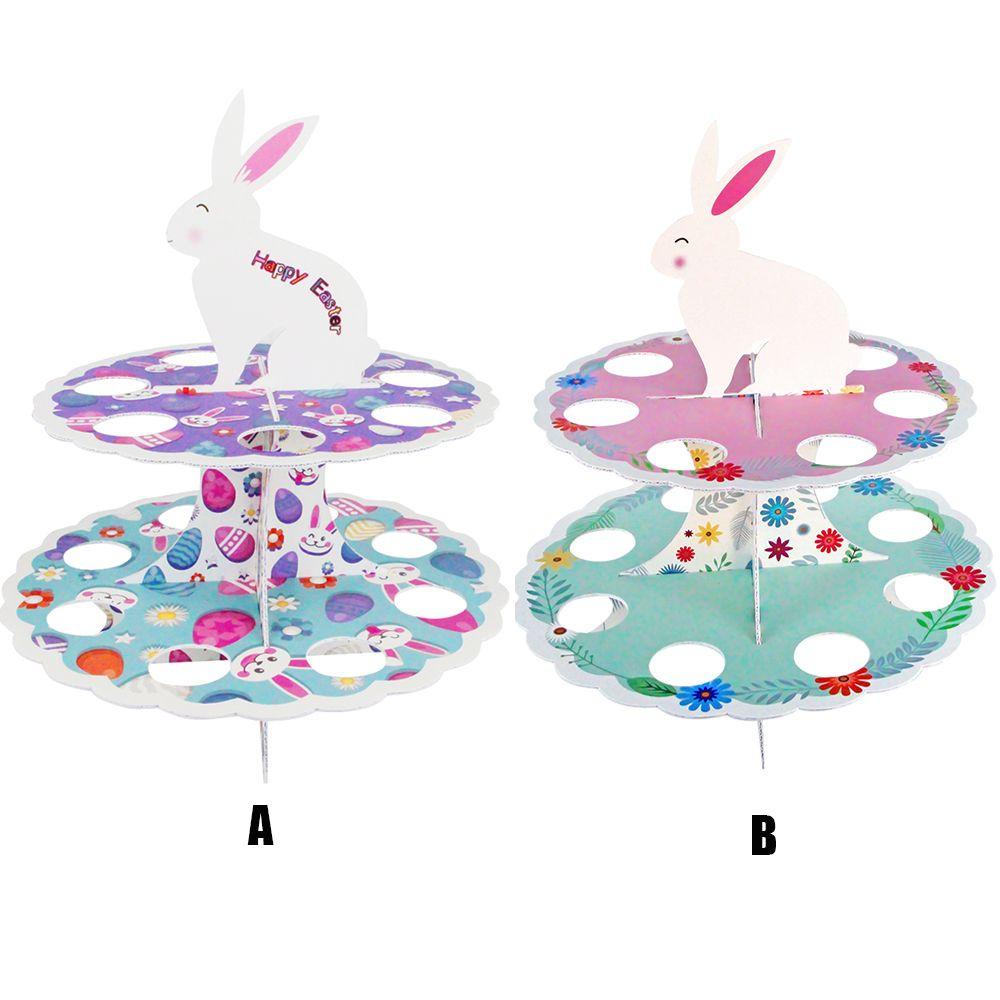 R-flower EASTER Egg Rack Home HAPPY EASTER 2-Layers Cupcake Pajangan