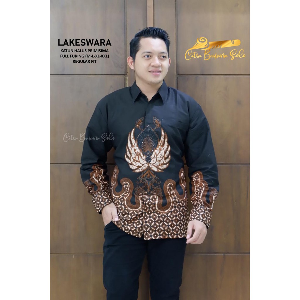 Batik Pria LAKESWARA Kemeja Full Furing Bahan Katun Primisima