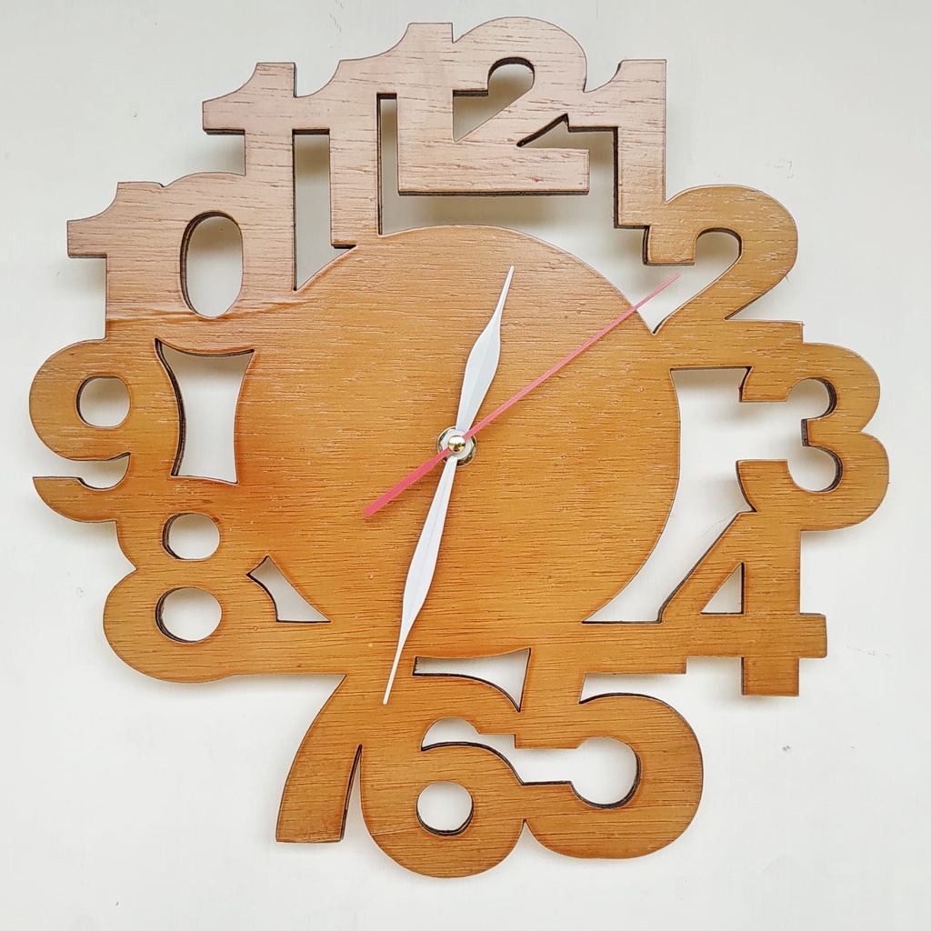 Jam dinding ukir unik kayu-model 3 kayu