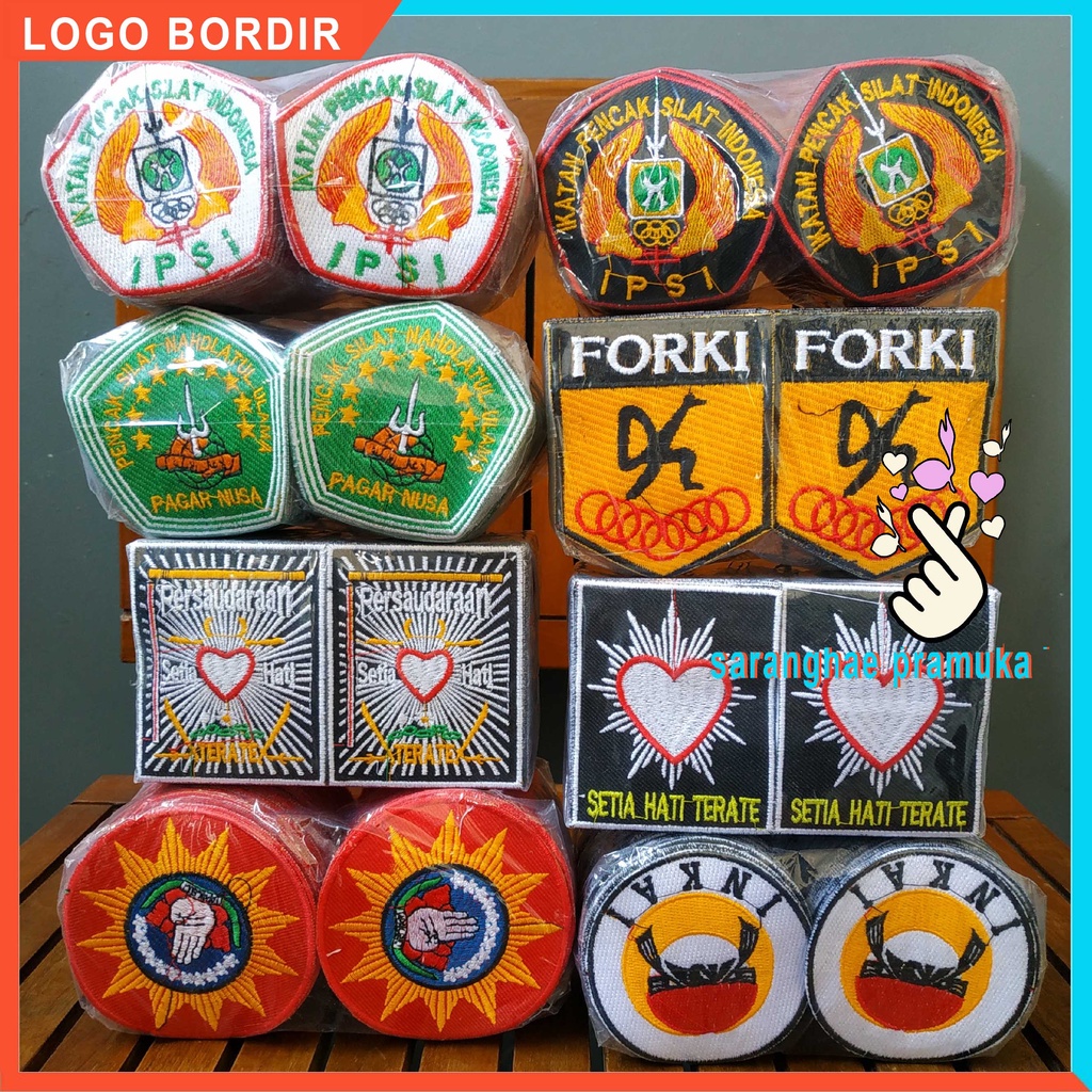 Bedge Bet Emblem Atribut Logo PSHT Bordir Ipsi Pencak Silat Forki Inkai Tapak Suci Pagar Nusa Persaudara Logo Karate Pencak Silat an Setia Hati terate SH teratai