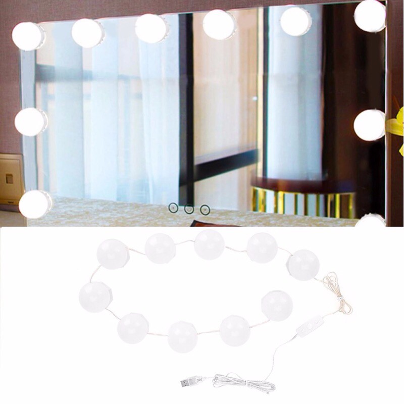 Lampu Hias LED Bola USB Make Up Mirror 10 LED 3000 - 6500K