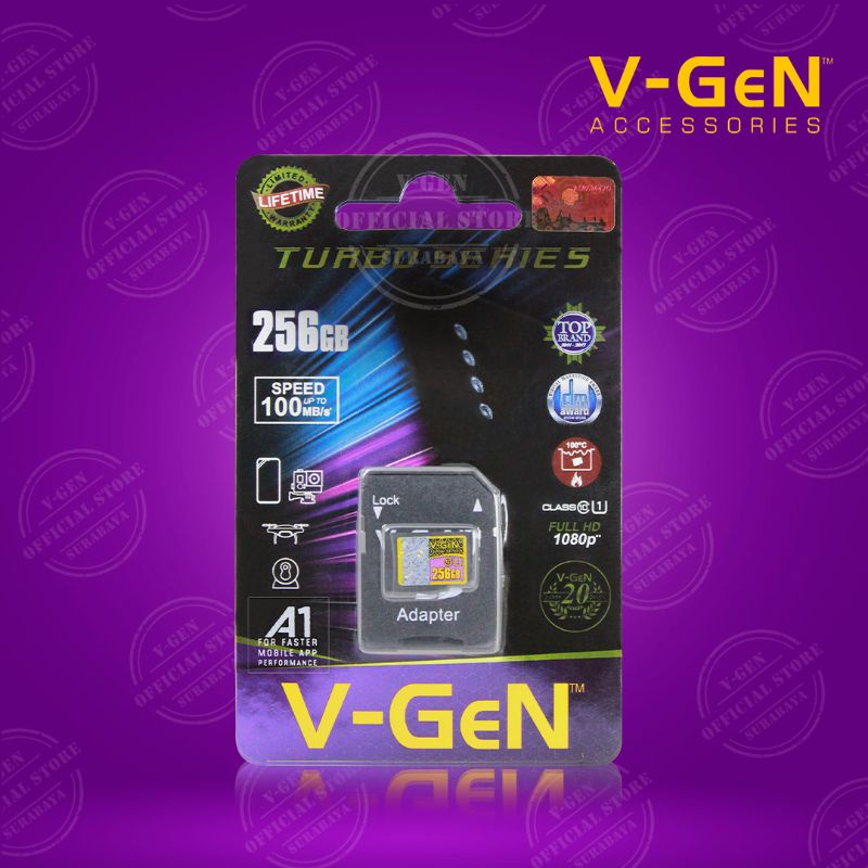 MicroSD V-GeN Turbo 256GB + Adapter Class 10 Memory Card Micro SD VGEN