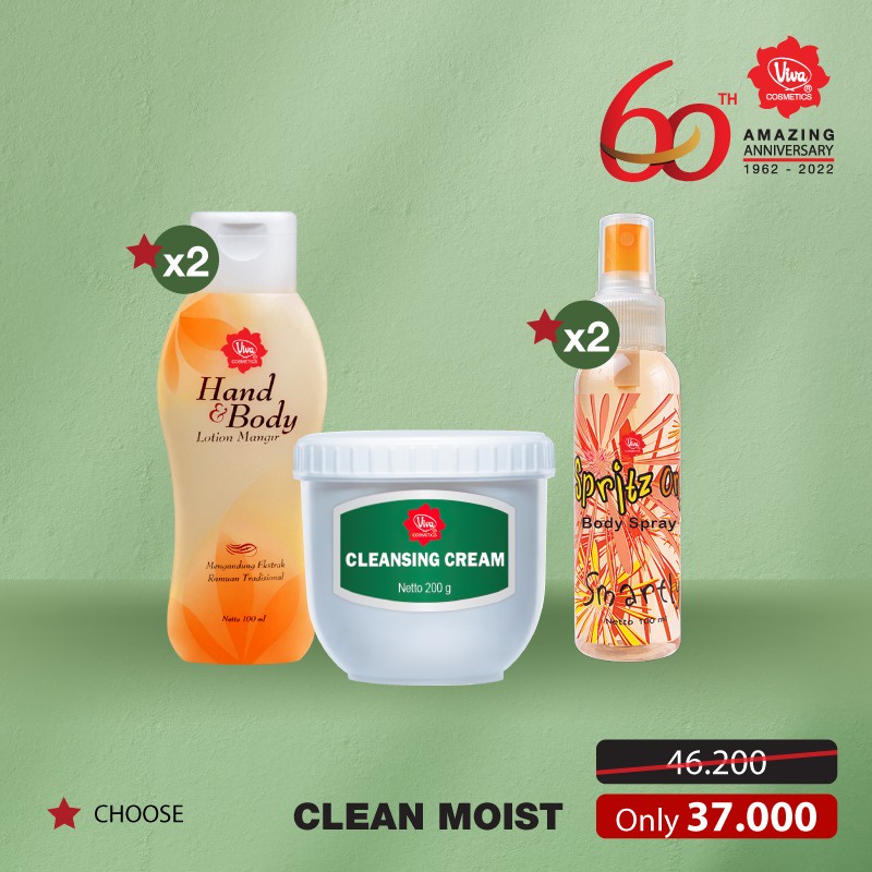 Paket 2 Viva Handbody Lotion 100 mL 2 Spritz On 1 Cleansing Cream 200 gr