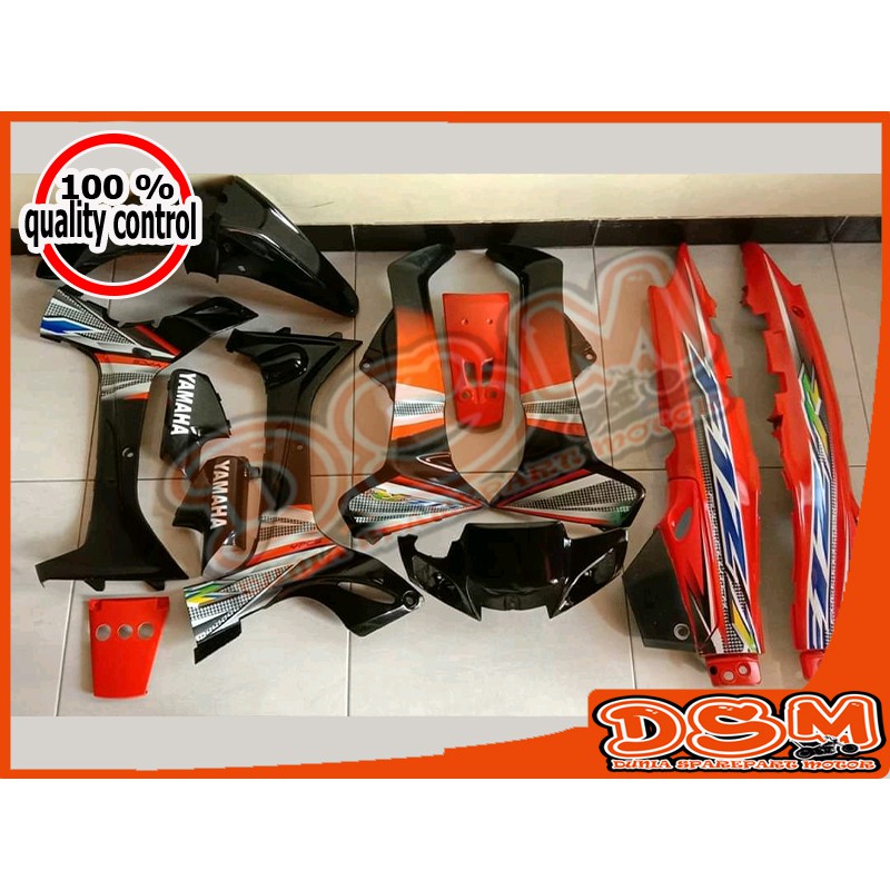 COVER BODY YAMAHA FIZR FULL HALUS OREN HITAM PLUS STRIPING