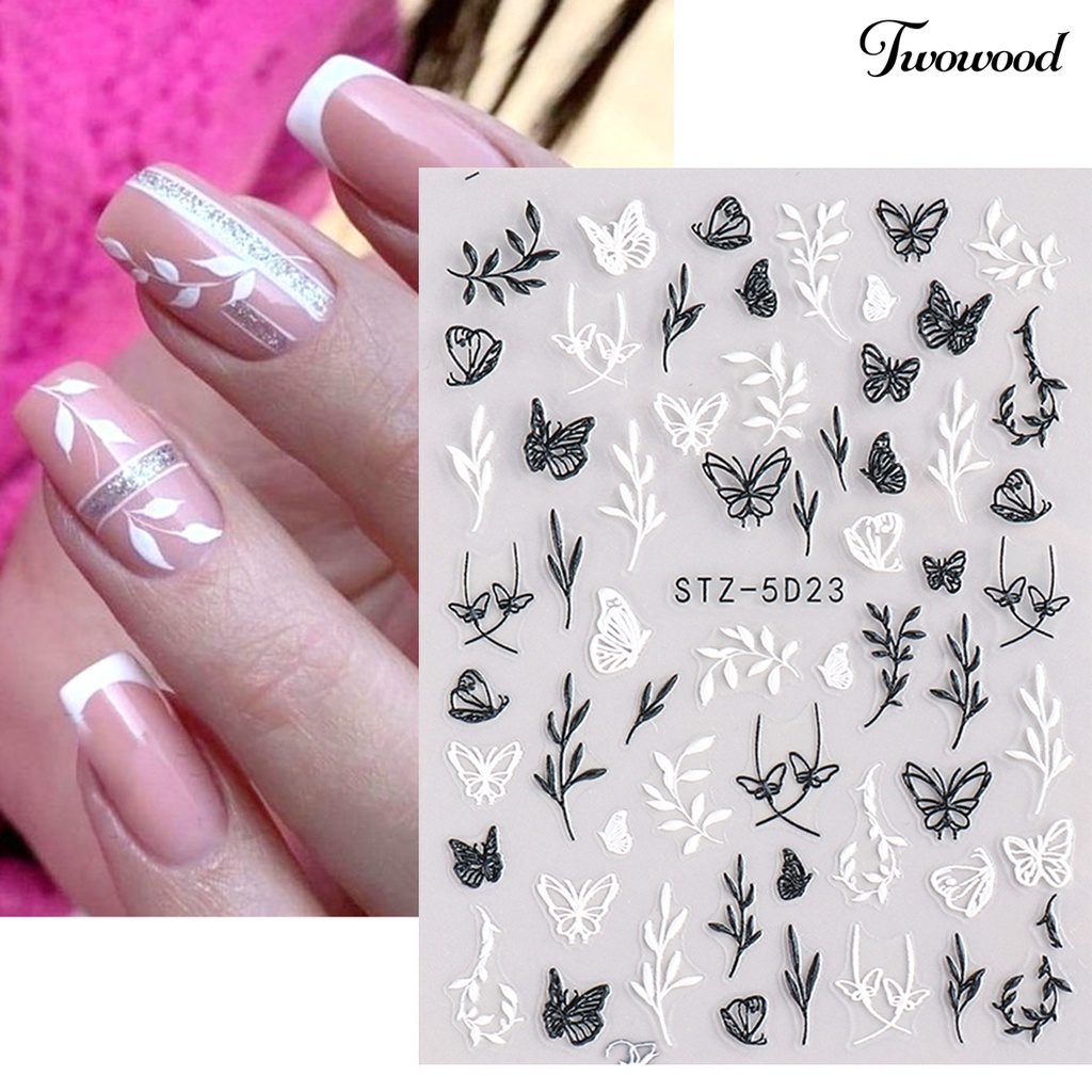 Twowood Stiker Kuku Motif Bunga Kamelia Untuk Dekorasi Nail Art DIY