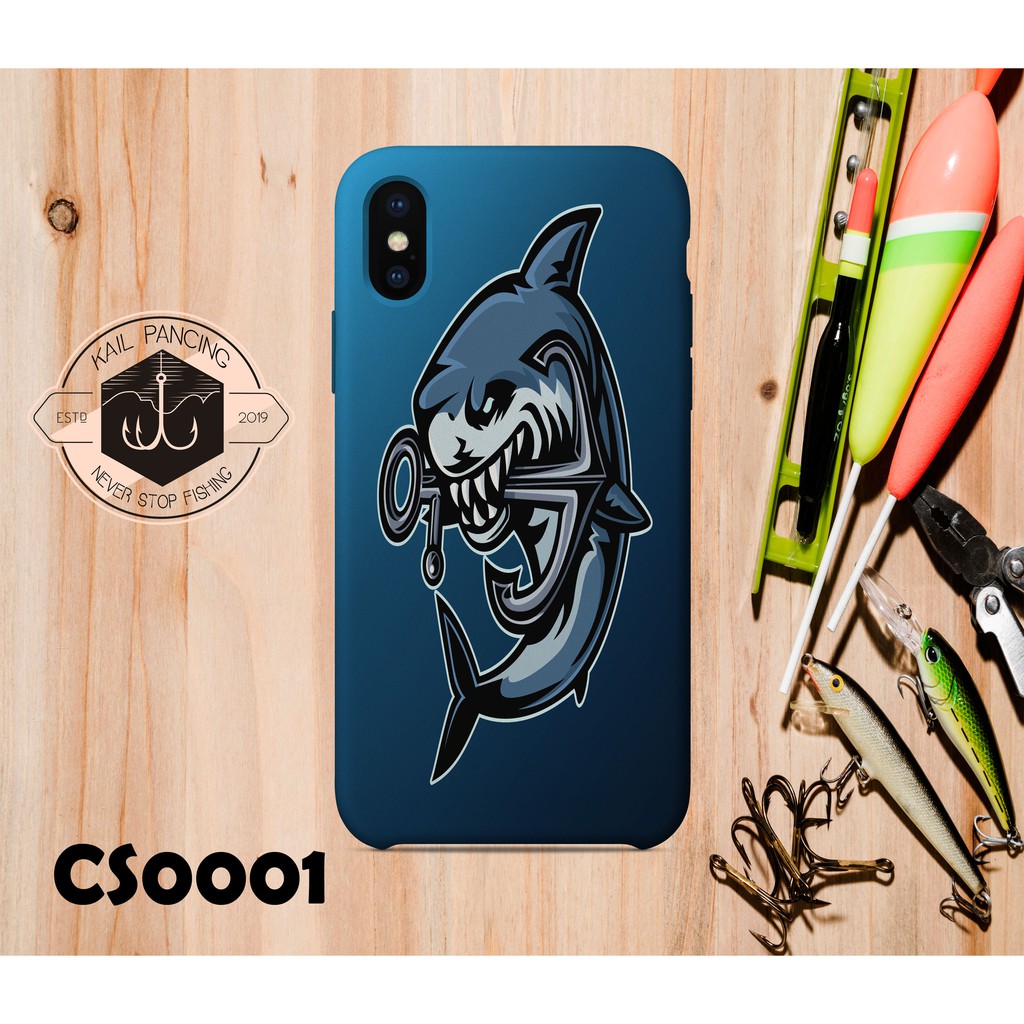 PREMIUM CASE 3D HP MANCING CUSTEM LOGO IKAN HIU