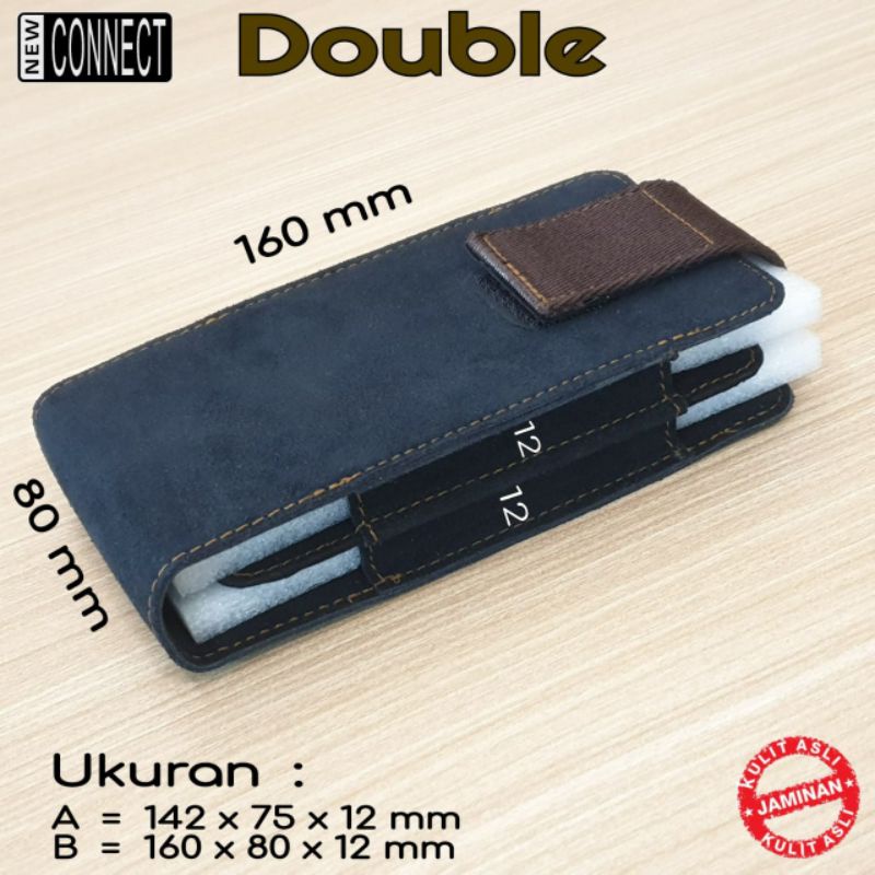 Sarung hp double kulit asli universal