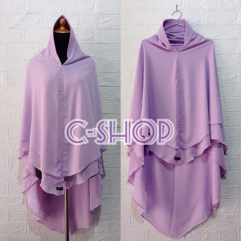 KHIMAR LILAC CERUTY DUA LAYER HIJAB CERUTY SYAR'I KHIMAR LILAC HIJAB BERGO HAWANNA
