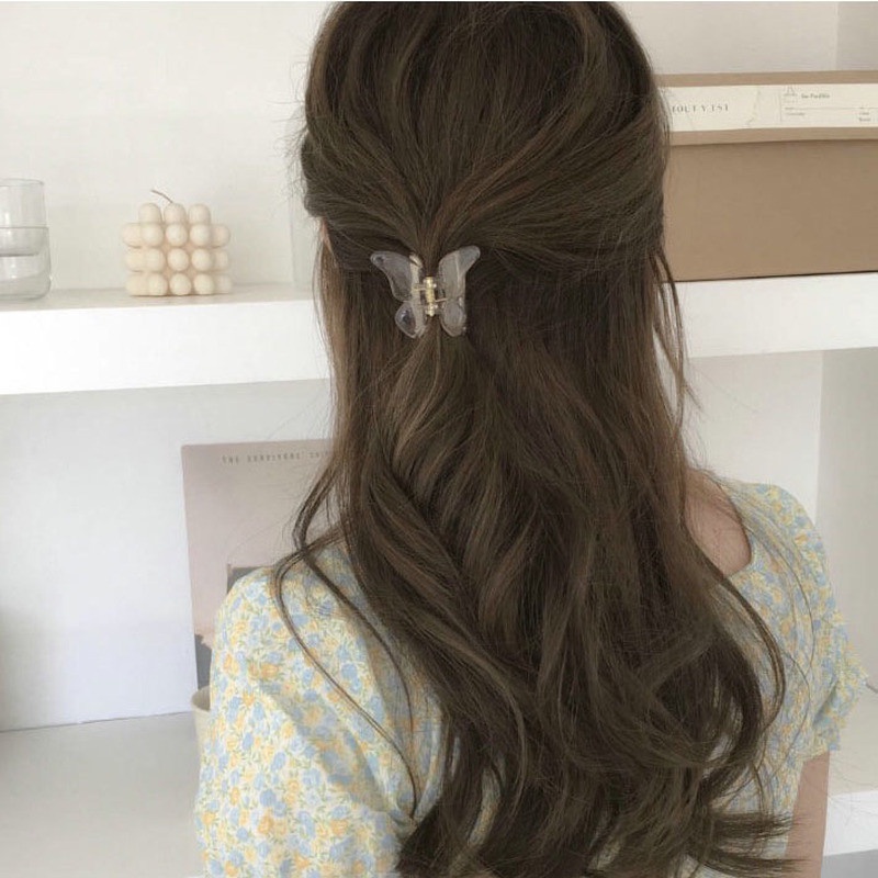 Zomi Jepit Rambut Butterfly Kristal Transparan Untuk Wanita