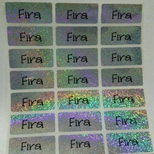 

stiker label nama waterproof Polos Silver glitter