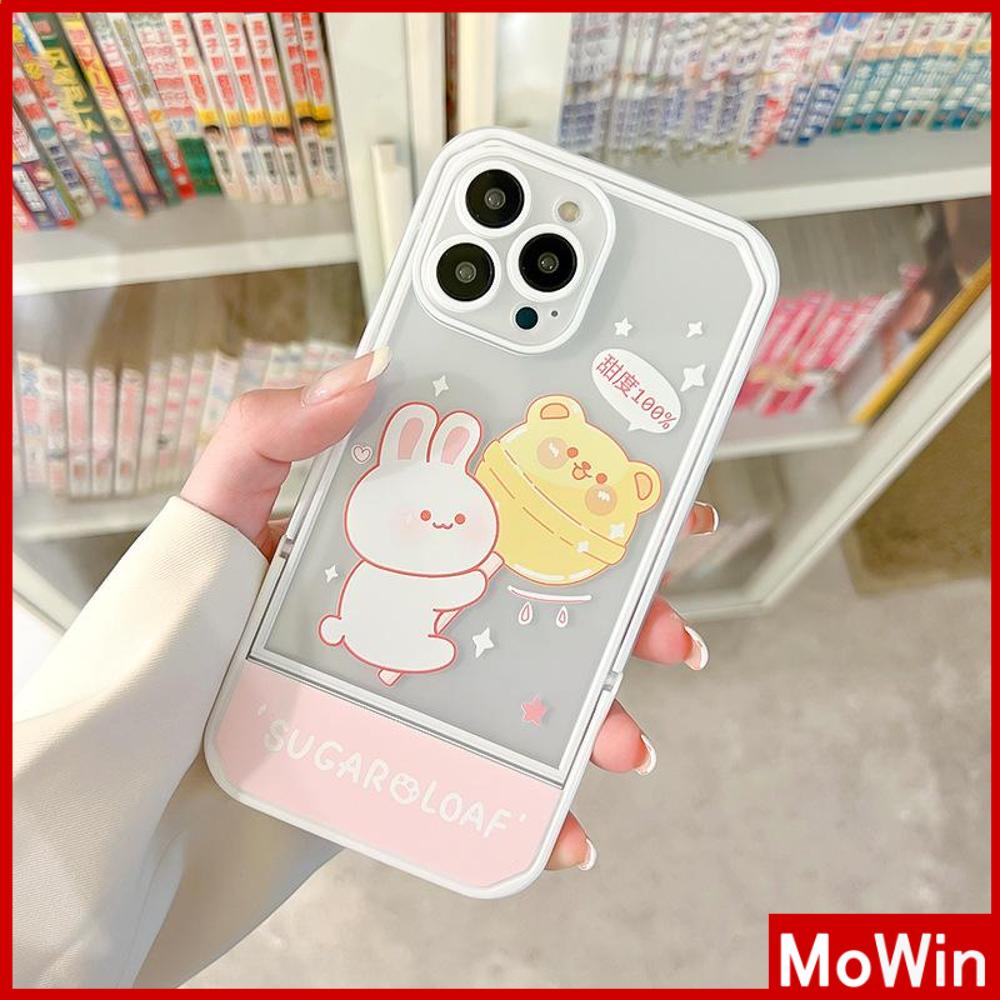 iPhone Case Acrylic Invisible Folding Stand Silicone Soft Case Shockproof Camera Cover Rabbit Cute Cartoon Compatible For iPhone 11 Pro Max 13 Pro Max 12 Pro Max 7Plus xr XS Max