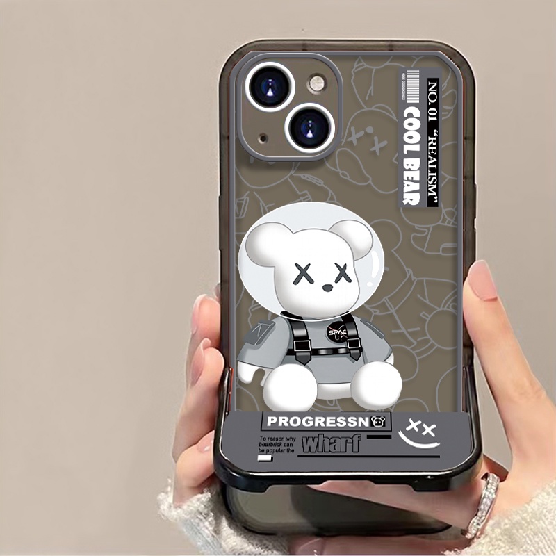 Casing IPhone 13 Pro XR X XS Max 6 6s 7 8 Plus 11 12 Pro Transparan Shockproof Motif Beruang Lucu